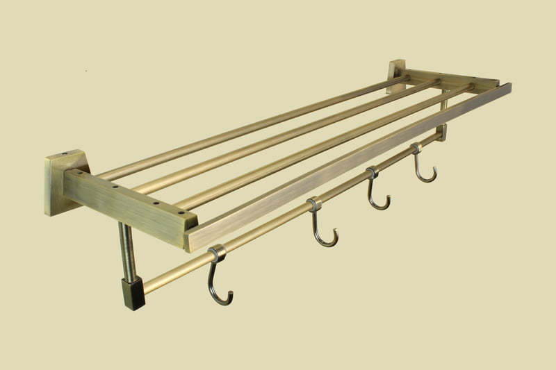 Brass Towel Rack / Towel Stand with 4 Hooks 18" inch Chrome CP Finish Wall Mounted (DL-1201-CP)