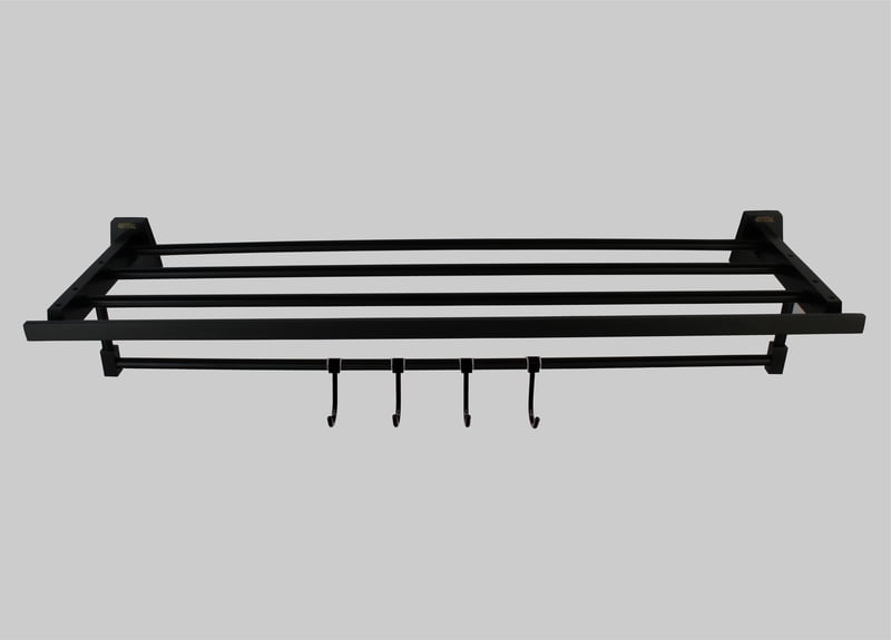 Brass Towel Rack / Towel Stand with 4 Hooks 18" inch Chrome CP Finish Wall Mounted (DL-1201-CP)